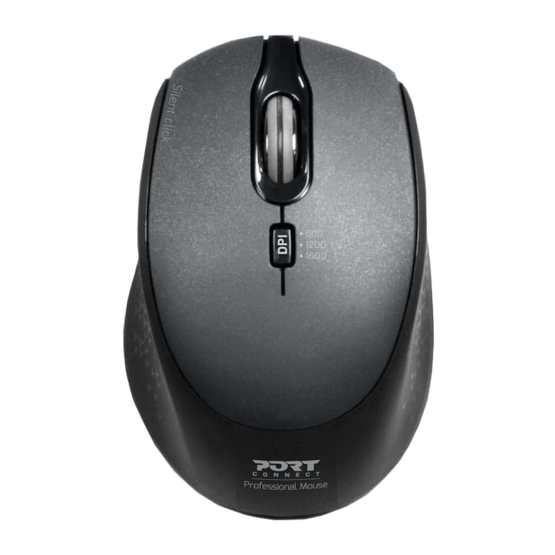 Port Wireless Silent 3600DPI 3 Button USB and Type-C Dongle Mouse – Black