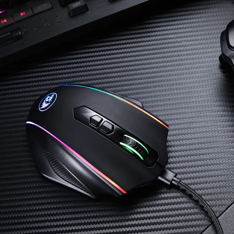 REDRAGON VAMPIRE ELITE Wireless 16000DPI|8 Button|Ergonomic Design|P3335 Optical Sensor|Type-C Cable|RGB Backlit Gaming Mouse - Black - view 6