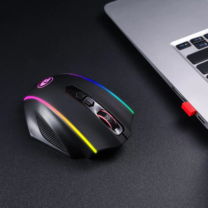 REDRAGON VAMPIRE ELITE Wireless 16000DPI|8 Button|Ergonomic Design|P3335 Optical Sensor|Type-C Cable|RGB Backlit Gaming Mouse - Black - view 3
