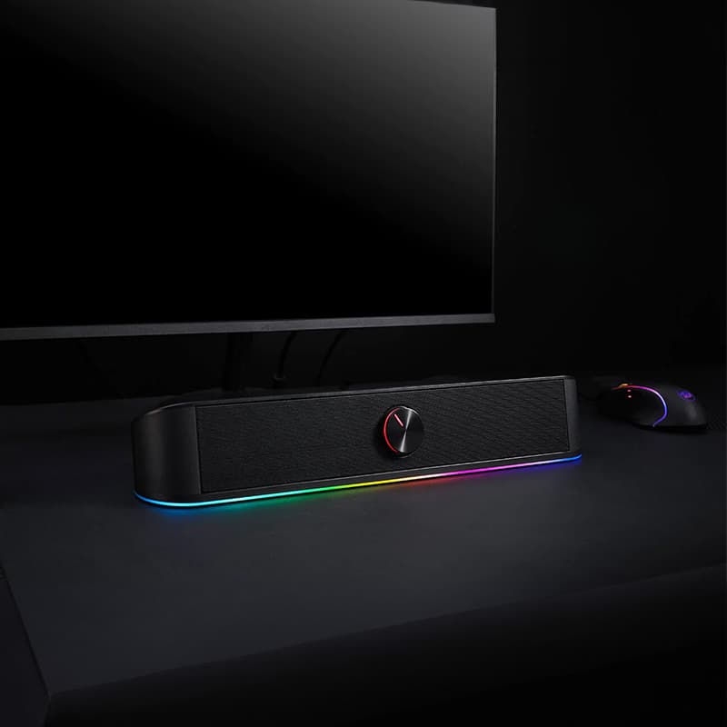 REDRAGON 2.0 Sound Bar ADIEMUS 2 x 3W RGB USB|Aux PC Gaming Speaker - Black - view 6