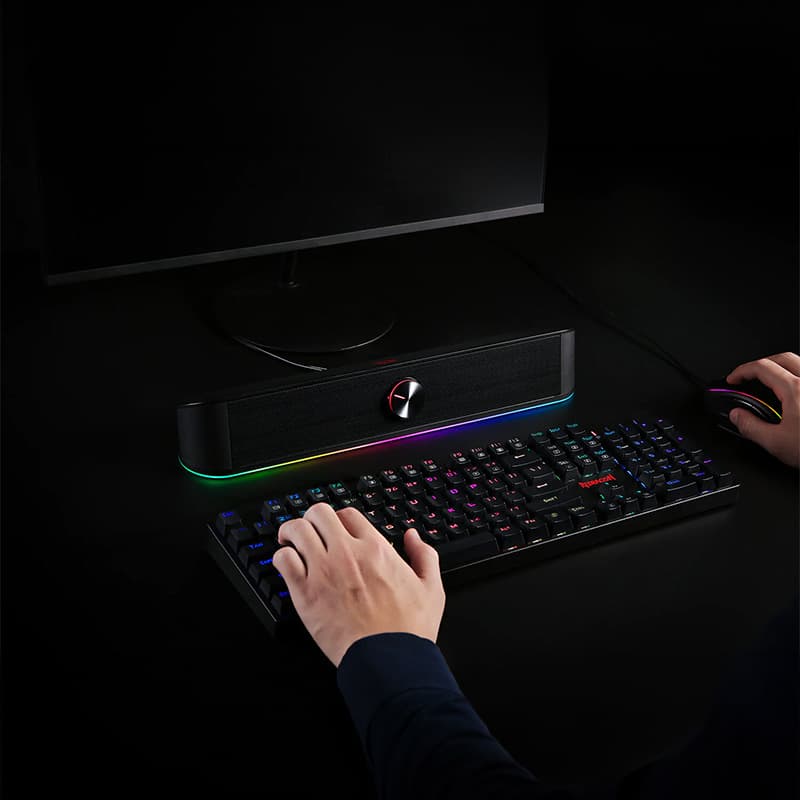 REDRAGON 2.0 Sound Bar ADIEMUS 2 x 3W RGB USB|Aux PC Gaming Speaker - Black - view 7