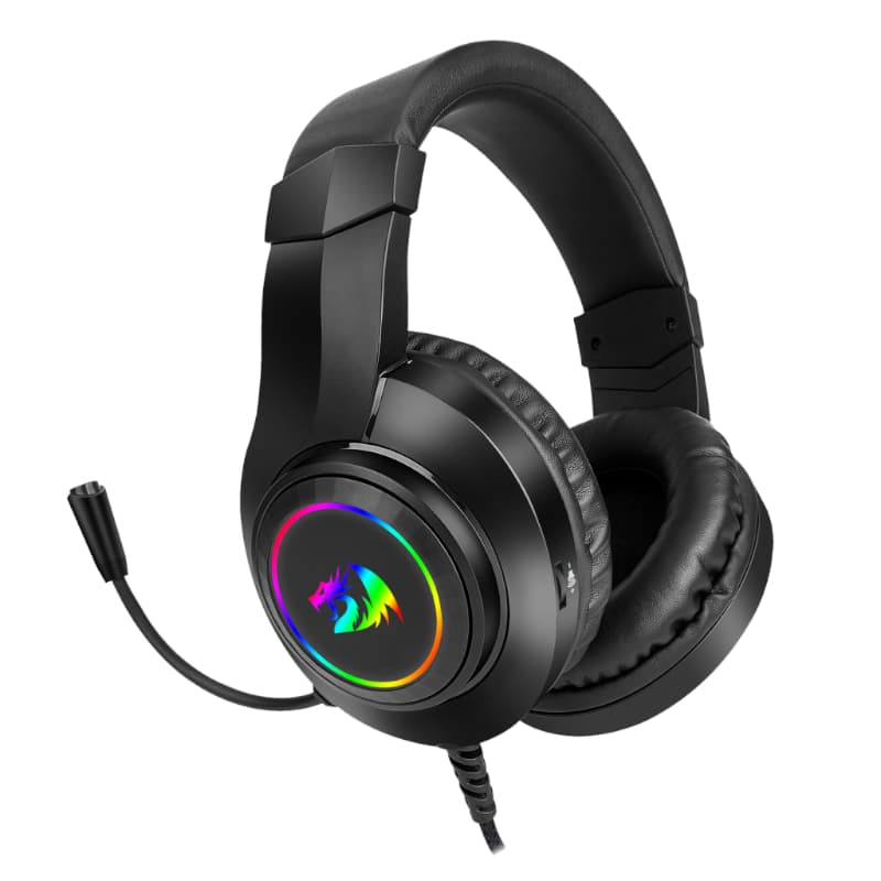 REDRAGON Over-Ear HYLAS Aux (Mic and Headset)|USB (Power Only) RGB Gaming Headset - Black - view 2
