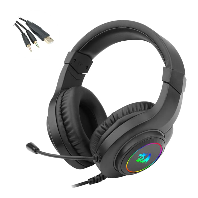 REDRAGON Over-Ear HYLAS Aux (Mic and Headset)|USB (Power Only) RGB Gaming Headset - Black - view 6