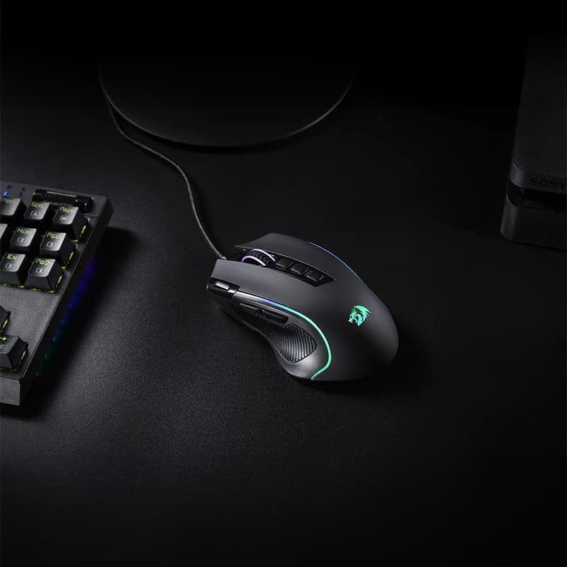 REDRAGON PREDATOR 4000DPI RGB Ergo Gaming Mouse - Black - view 6