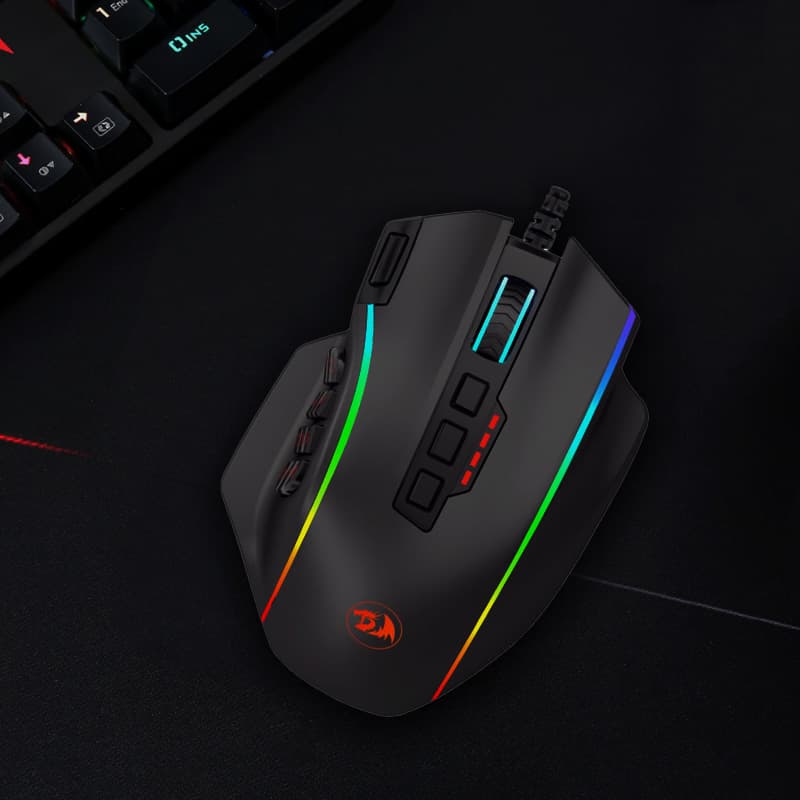 REDRAGON PERDICTION 4 12400DPI RGB MMO Ergo Gaming Mouse - Black - view 7