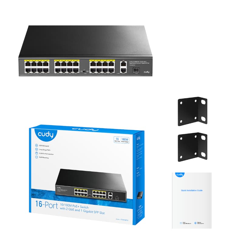 Cudy 16-Port Unmanaged PoE+ Switch - Rack Mount - view 5