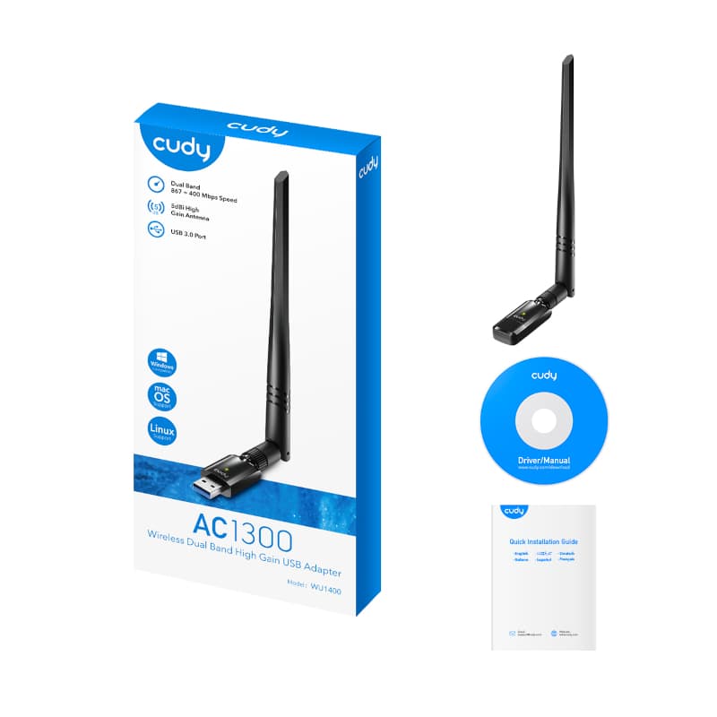 Cudy 1300Mbps High Gain WiFi USB3.0 Adapter with High Gain Antenna - view 2