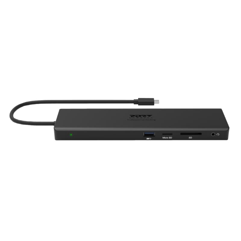 Port USB Type-C 1 x USB3.1|2 x USB 3.0|2 x USB 2.0|1 xHDMI-DP-VGA| Micro+SD Card Reader|1 x Mini DP|1 x RJ45|1 x Audio-Microphone| PD 100W -Black - view 2