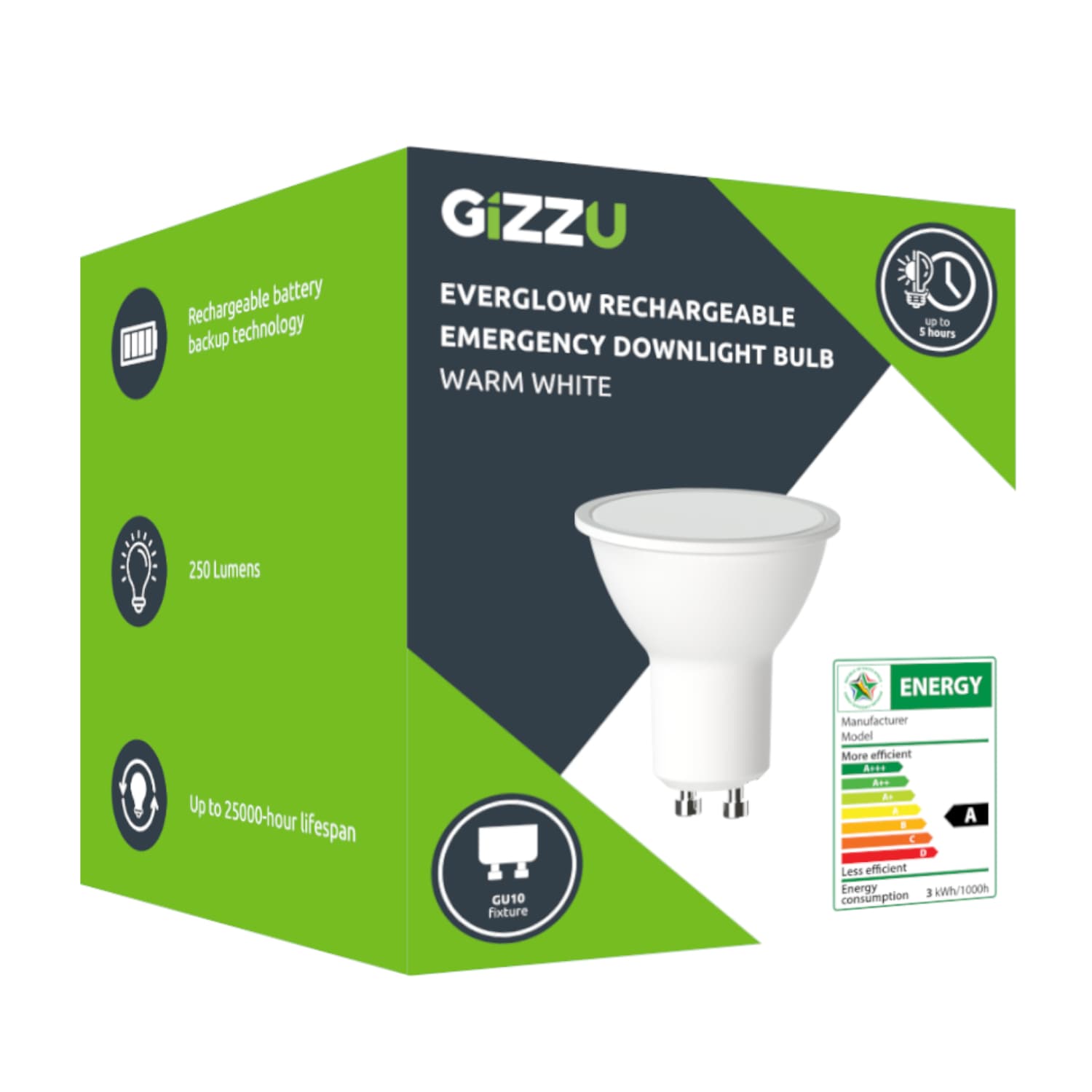 Gizzu Everglow Rechargeable Warm White Emergency Downlight Bulb - view 4