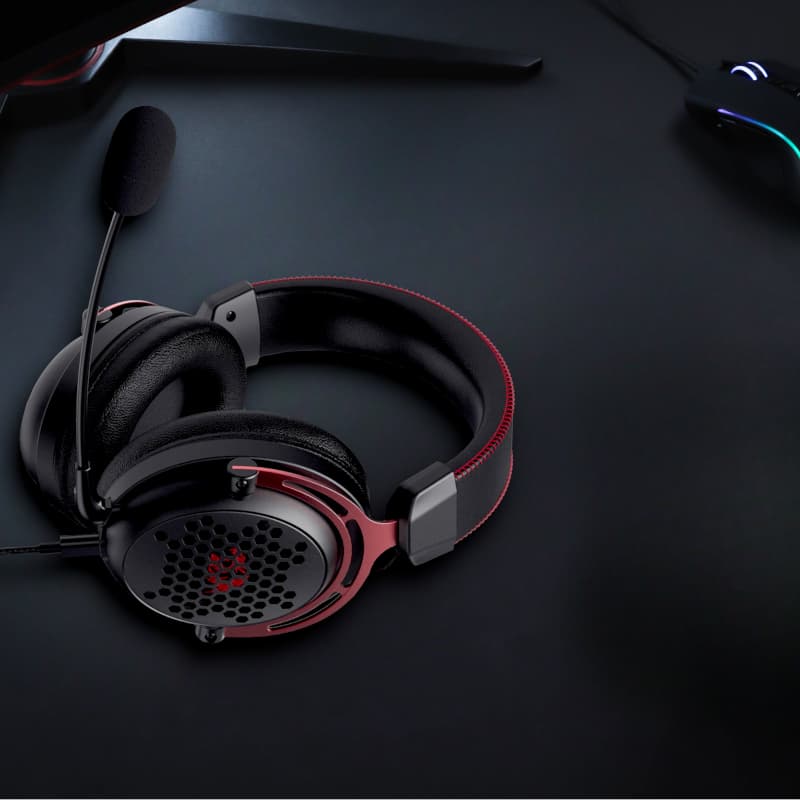 REDRAGON Over-Ear DIOMEDES Honeycomb 3.5mm AUX Gaming Headset - Black - view 6