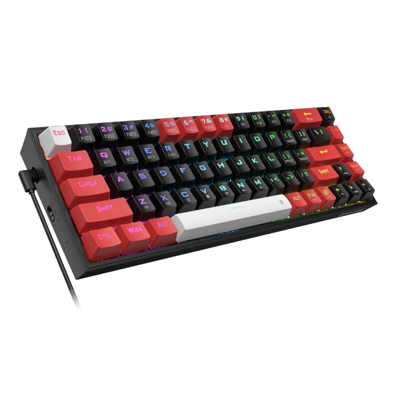 REDRAGON Castor Pro 68Key Wireless Red|Black|White KeyCap Bluetooth RGB Red Switch - Black|Red - view 5