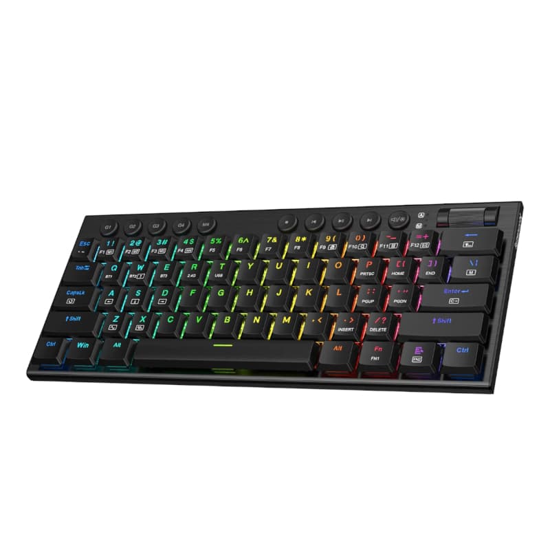 REDRAGON Horus Mini Pro 61Key Wireless Bluetooth Red Switch RGB Low Profile Gaming Mechanical Keyboard - Black - view 2