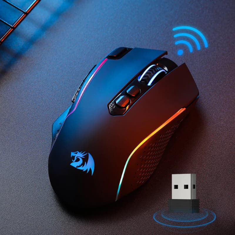 REDRAGON Taipan Pro 10000DPI RGB Wireless Gaming Mouse - Black - view 7