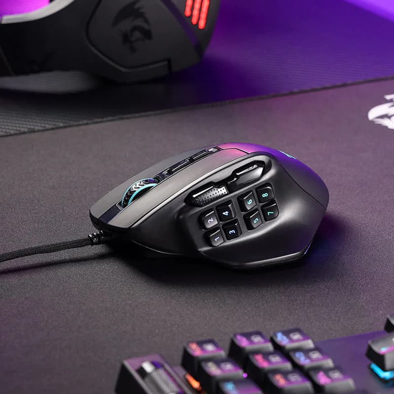 REDRAGON Aatrox 6200DP RGB MMO Gaming Mouse - Black - view 7