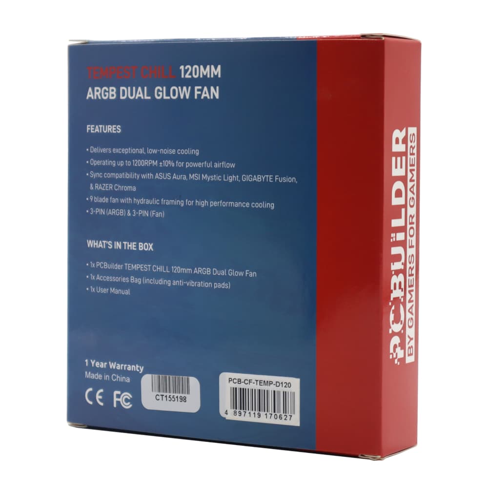 PCBuilder Tempest Chill 120MM ARGB Dual Glow Fan - view 4