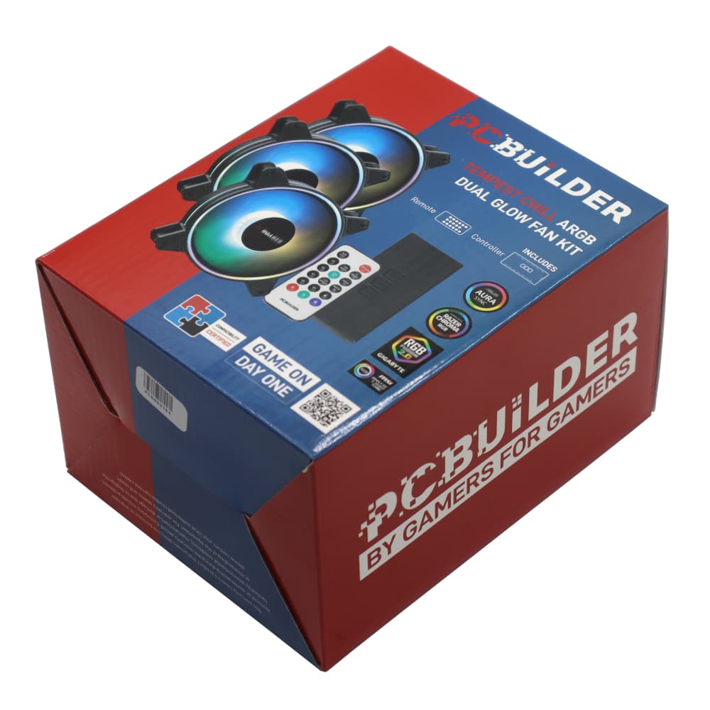 PCBuilder Tempest Chill Fan Kit 3x120MM Dual Glow ARGB Fan + Controller + RF Remote - view 5
