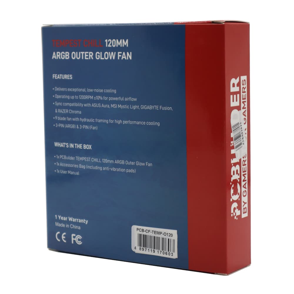 PCBuilder Tempest Chill 120MM ARGB Outer Glow Fan - view 4