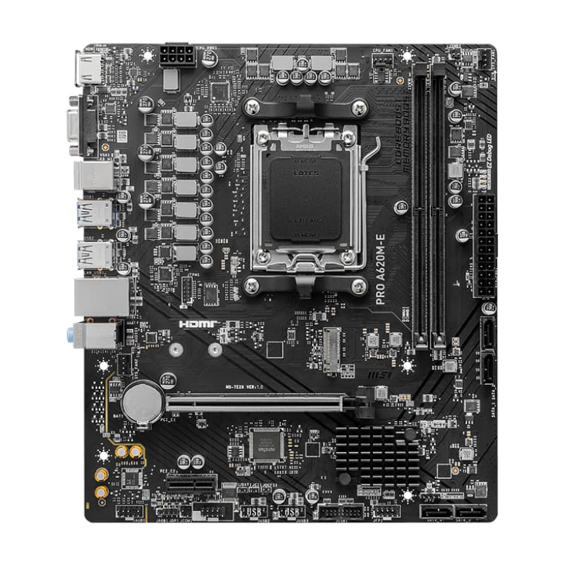MSI A620M-E PRO AMD AM5 MATX Gaming Motherboard - view 2