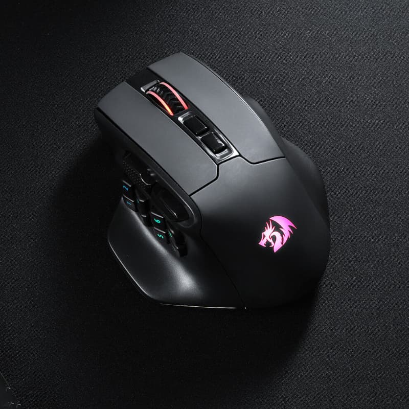 REDRAGON Aatrox Wireless 6200DP RGB MMO Gaming Mouse - Black - view 3