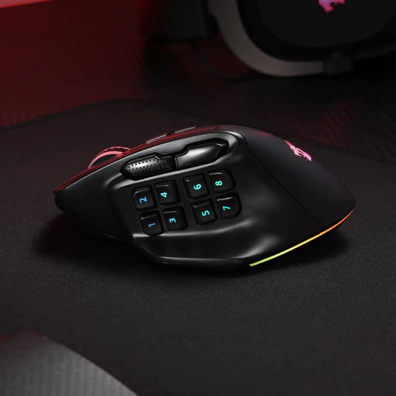 REDRAGON Aatrox Wireless 6200DP RGB MMO Gaming Mouse - Black - view 4
