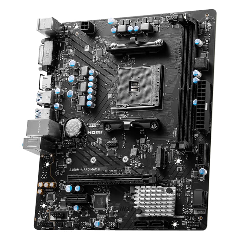 MSI B450M-APRO MAX II AMD AM4 MATX Gaming Motherboard - view 3