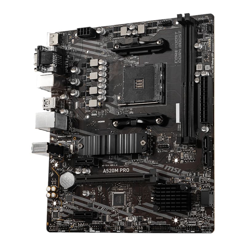 MSI A520M-PRO AMD AM4 MATX Gaming Motherboard - view 3