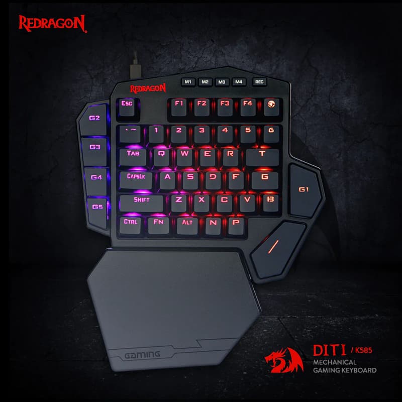 REDRAGON Diti Elite Pro One-Handed RGB Wireless Mechanical Gaming Keyboard - Black - view 3