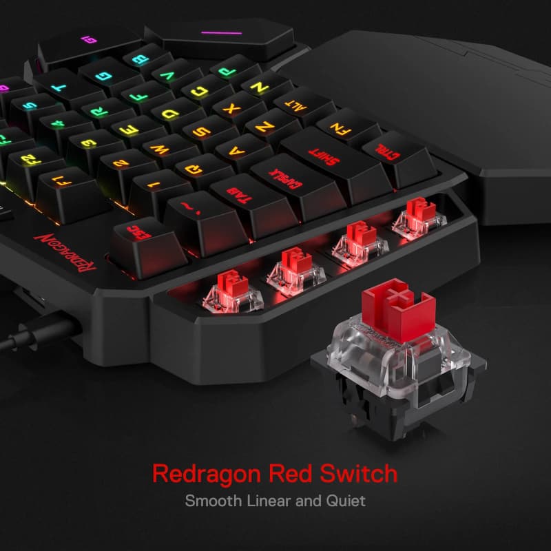 REDRAGON Diti Elite Pro One-Handed RGB Wireless Mechanical Gaming Keyboard - Black - view 5