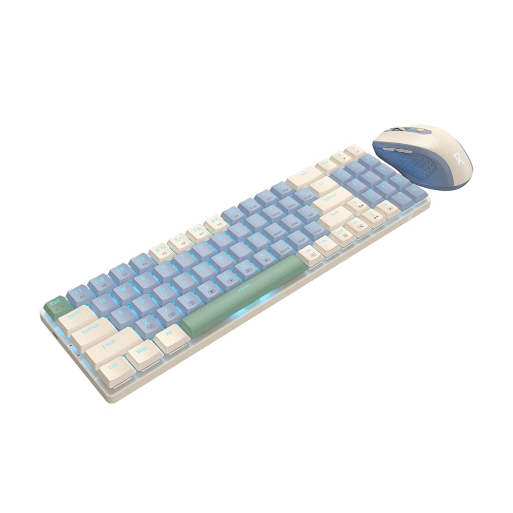 Redragon BS8772 Wireless Keyboard and Mouse Combo - Cream/Blue - view 2