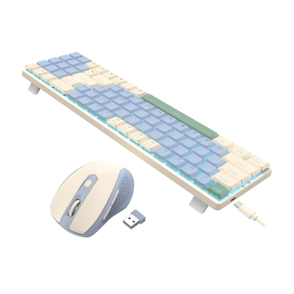 Redragon BS8772 Wireless Keyboard and Mouse Combo - Cream/Blue - view 4