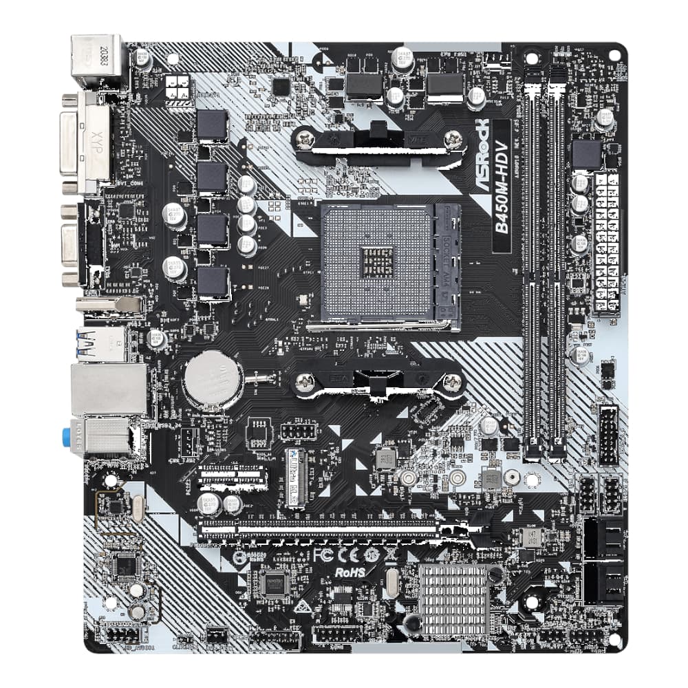 ASRock B450M-HDV R4.0 AMD AM4 M-ATX Motherboard - view 2