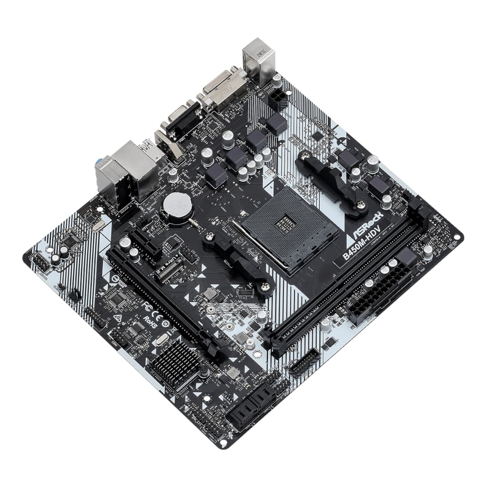 ASRock B450M-HDV R4.0 AMD AM4 M-ATX Motherboard - view 3