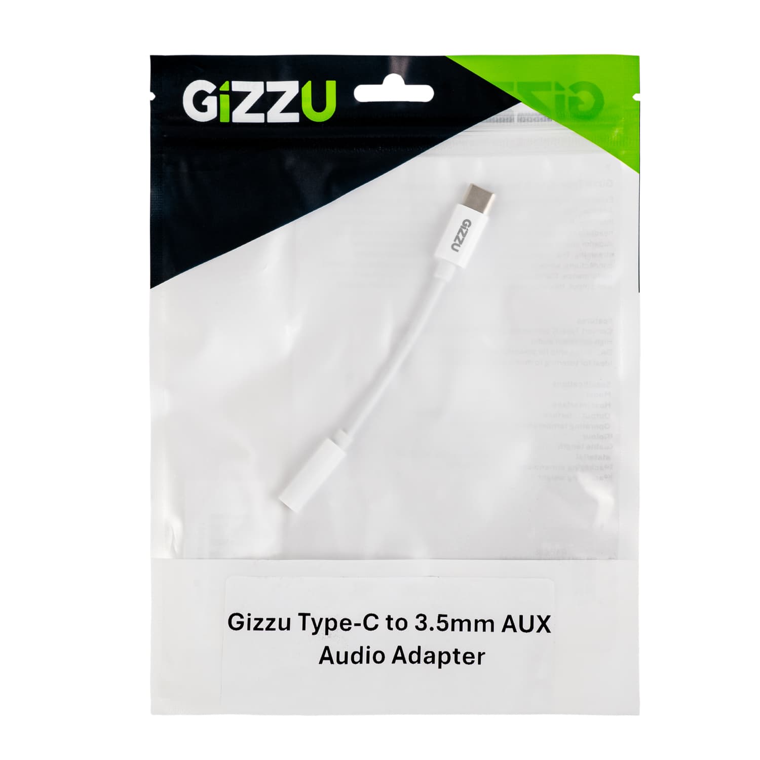Gizzu USB Type-C to 3.5mm AUX Audio Adapter - White - view 4