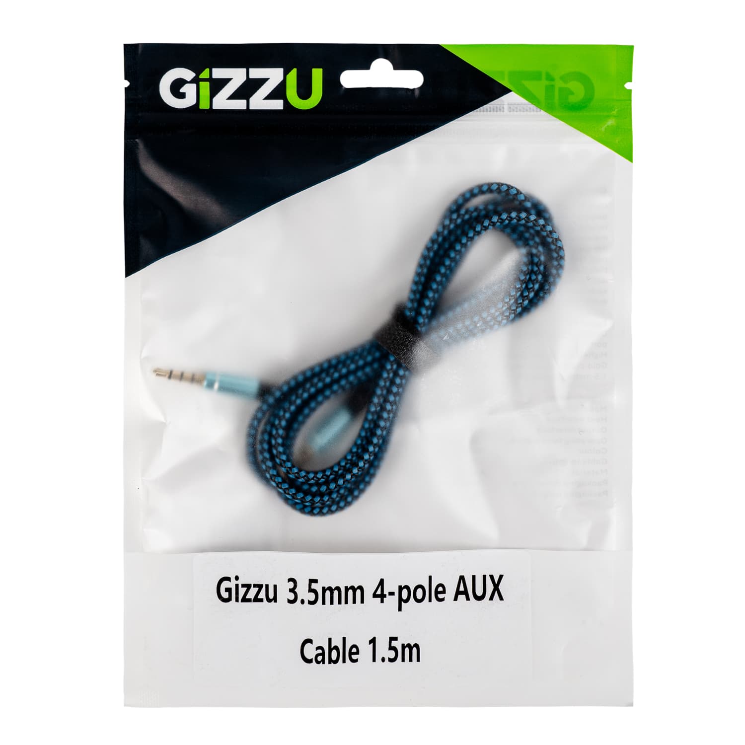 Gizzu 3.5mm AUX Cable 1.5m - Black/Blue - view 4