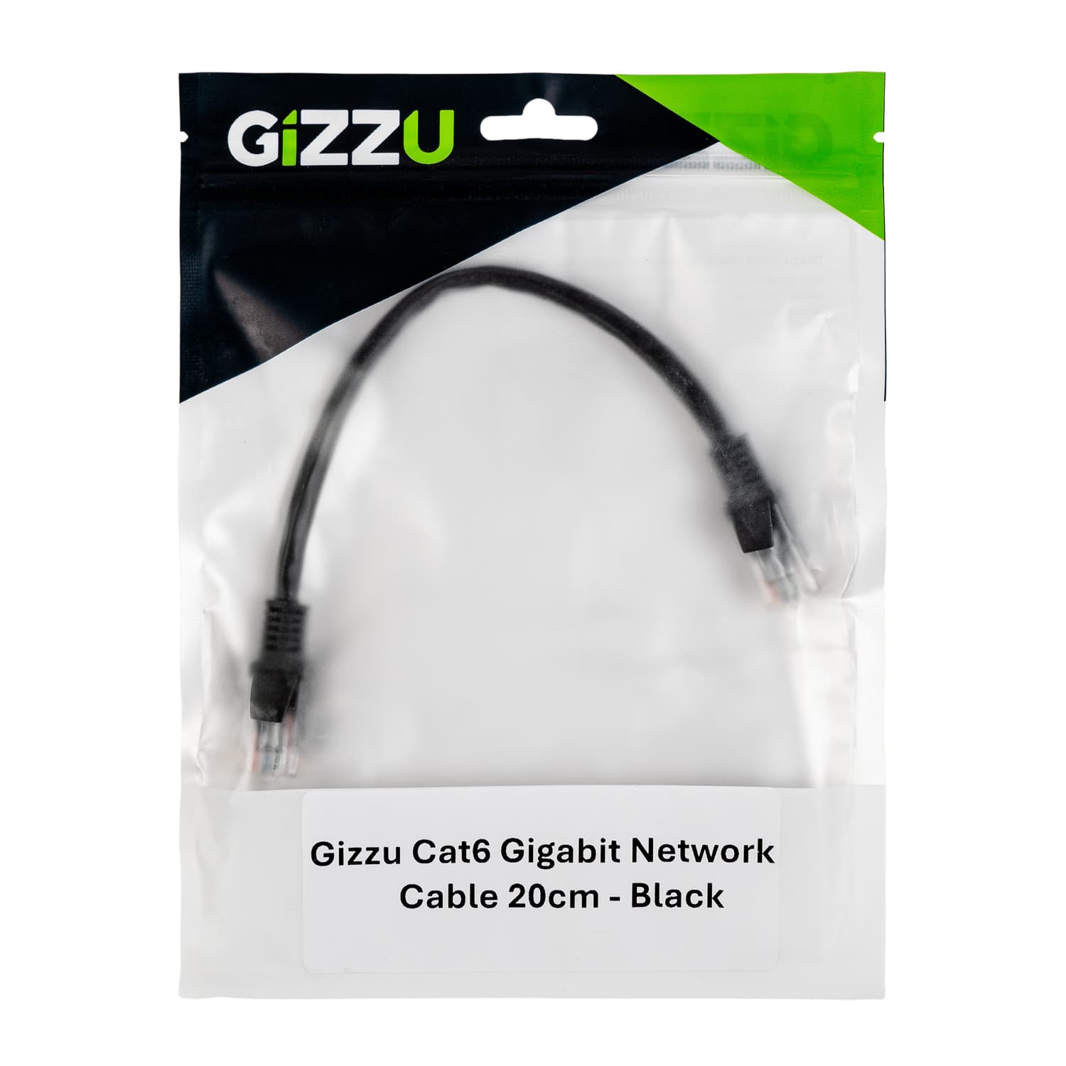 Gizzu Cat6 UTP Fly Lead Ethernet Network Cable 20cm - Black - view 4