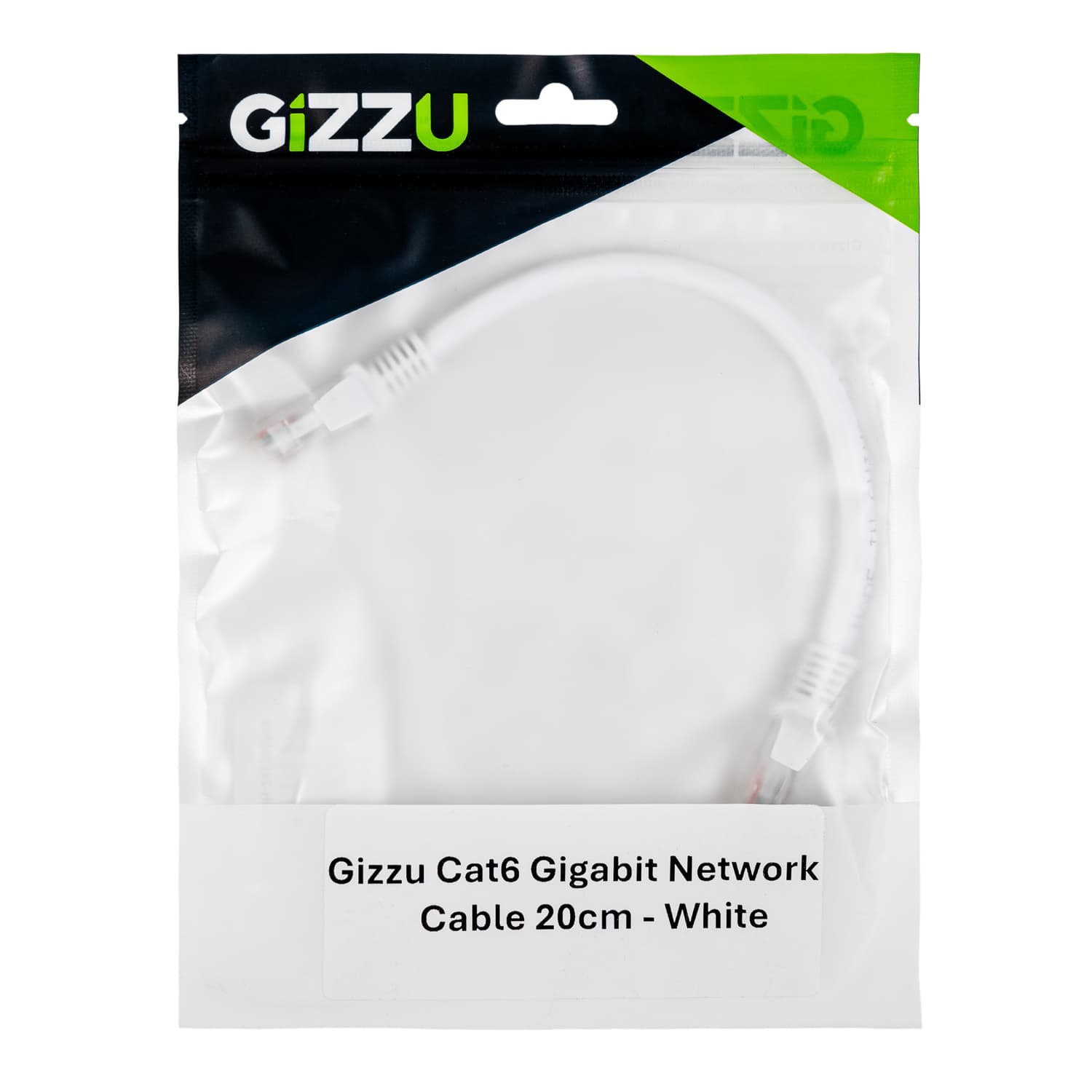 Gizzu Cat6 UTP Fly Lead Ethernet Network Cable 20cm - White - view 4