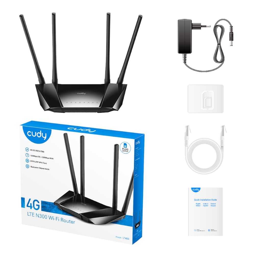 Cudy LT400 4G LTE N300 300Mbps Wi-Fi Router - view 5