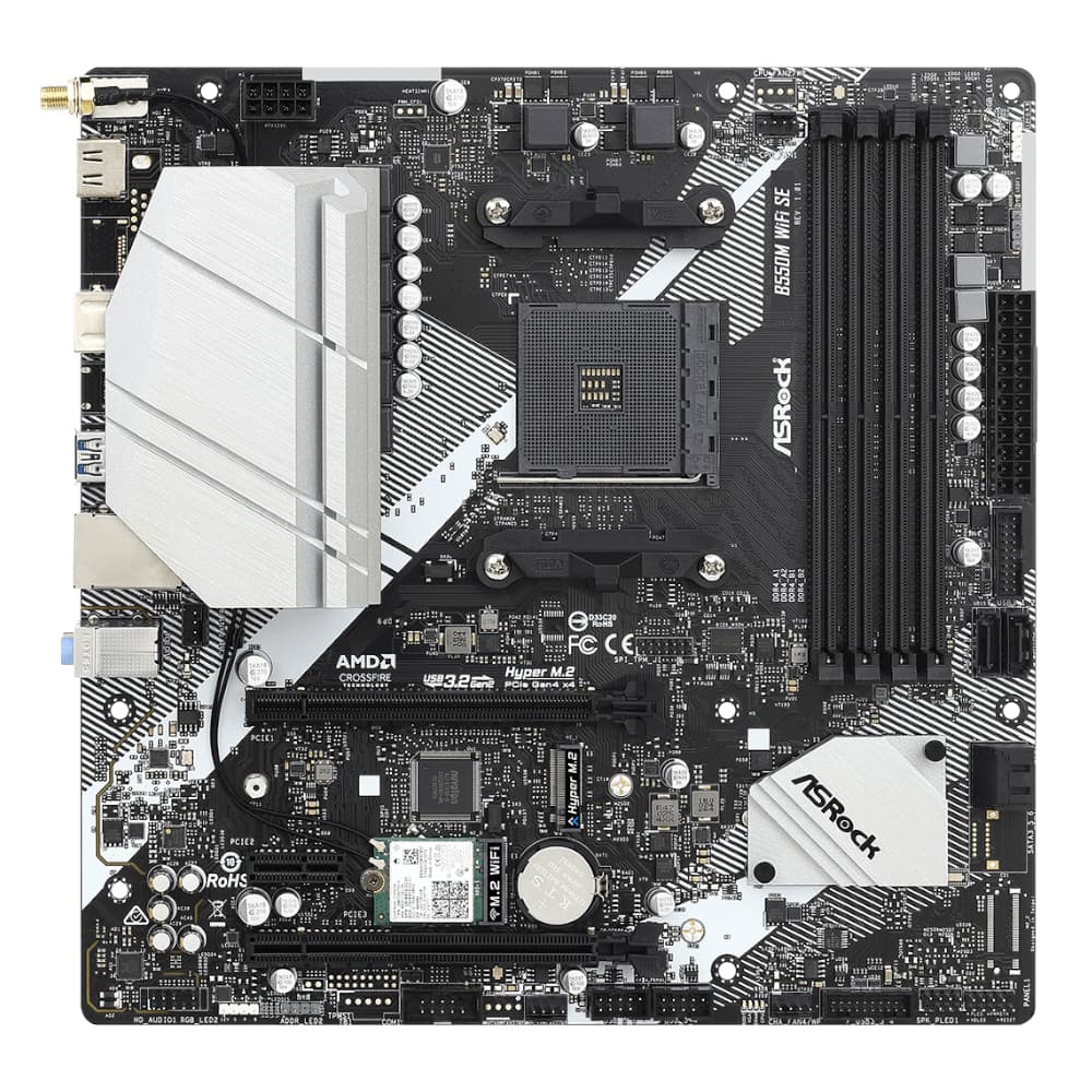 ASRock B550M Wi-Fi SE AMD AM4 m-ATX Motherboard - view 2