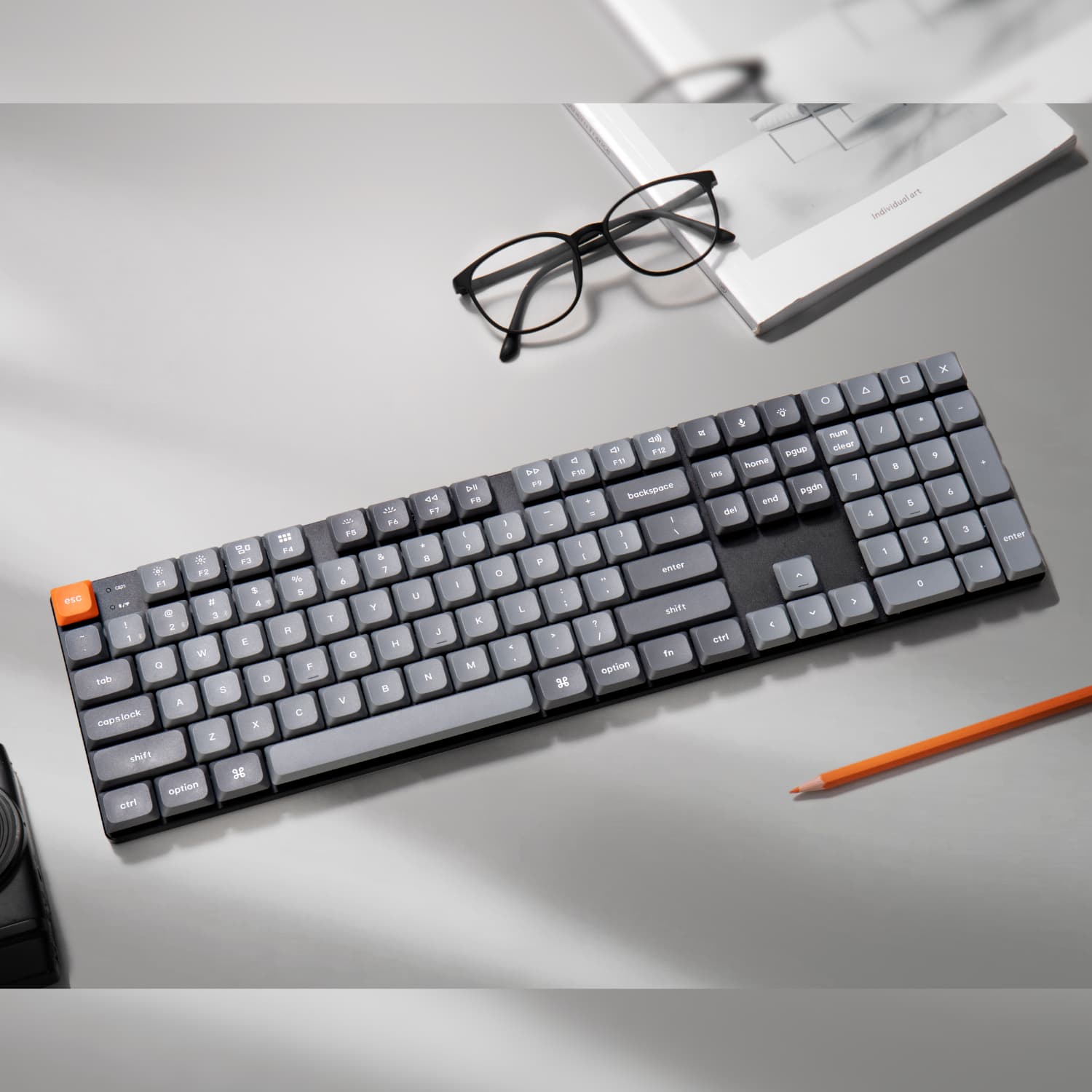 Keychron K5 Max QMK/VIA Full-sized Wireless Custom Mechanical Keyboard | RED Switches - view 3
