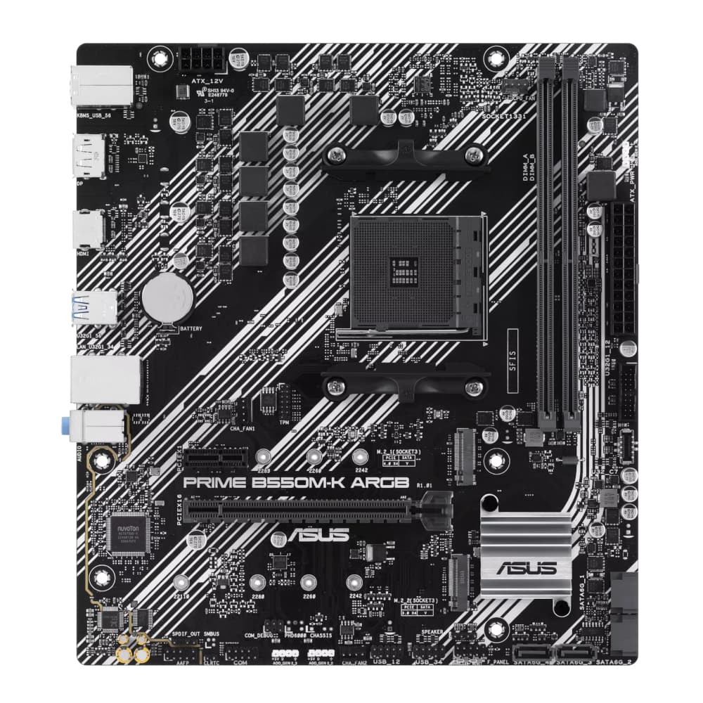 Asus PRIME B550M-K ARGB AM4 M-ATX Motherboard - view 2