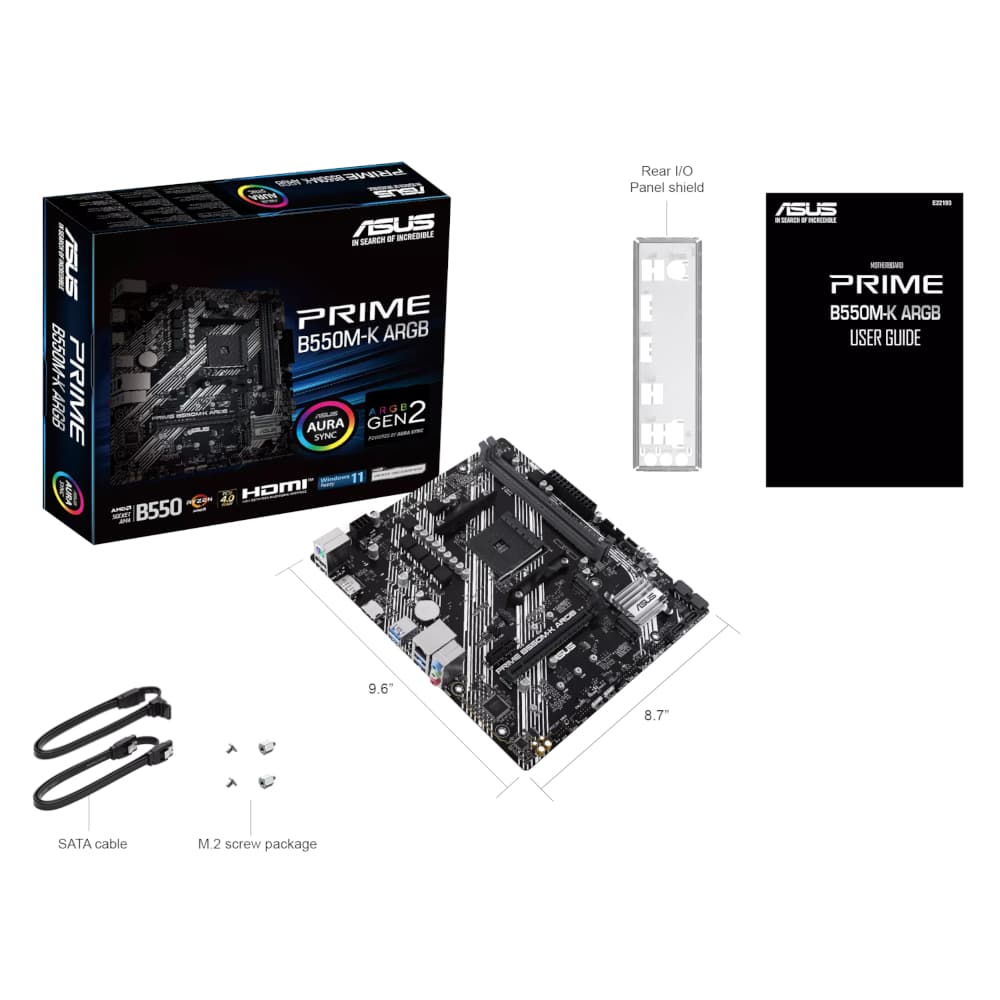 Asus PRIME B550M-K ARGB AM4 M-ATX Motherboard - view 5