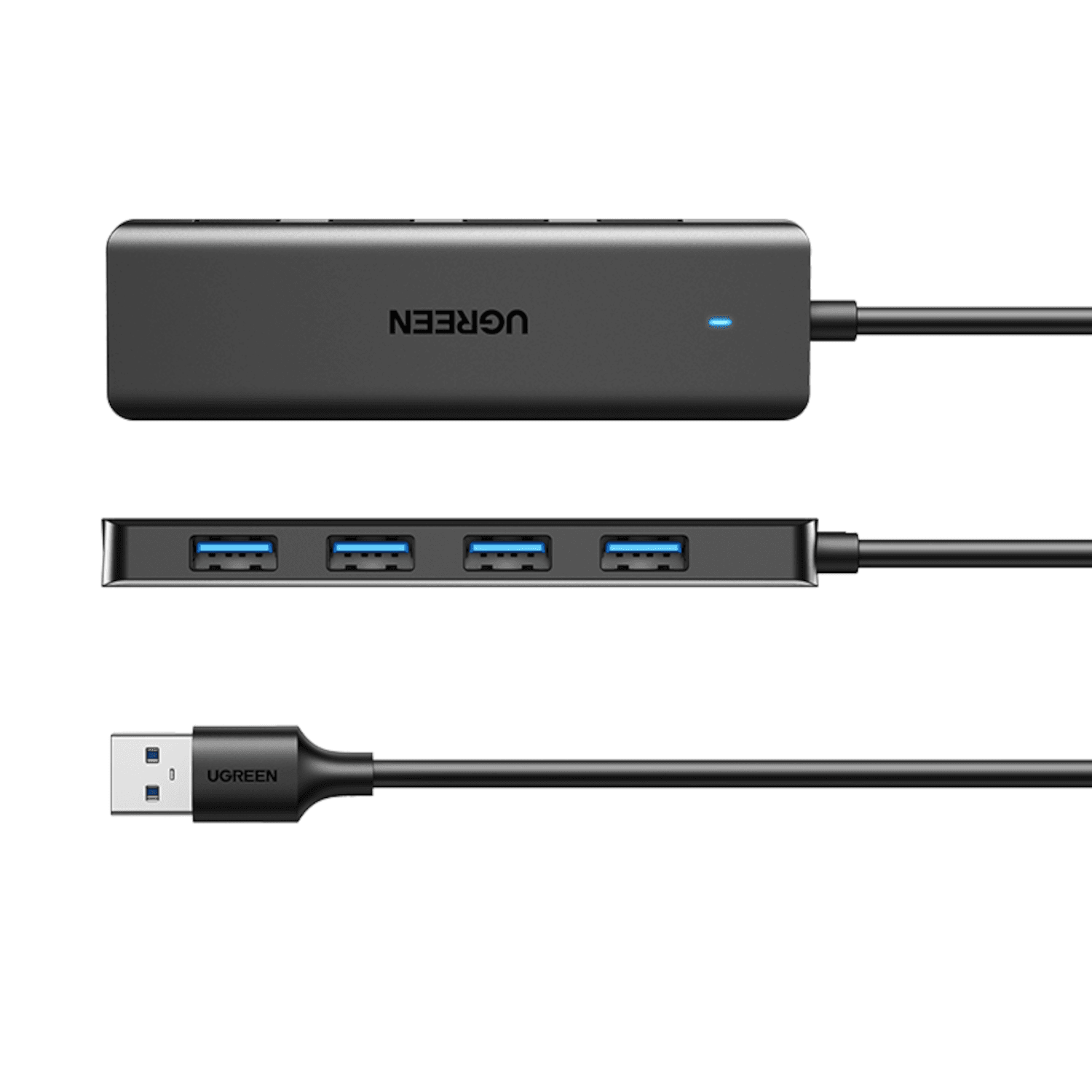UGREEN 4-in-1 USB 3.0 Hub - High-Speed 5Gbps Data Transfer - Grey - view 3