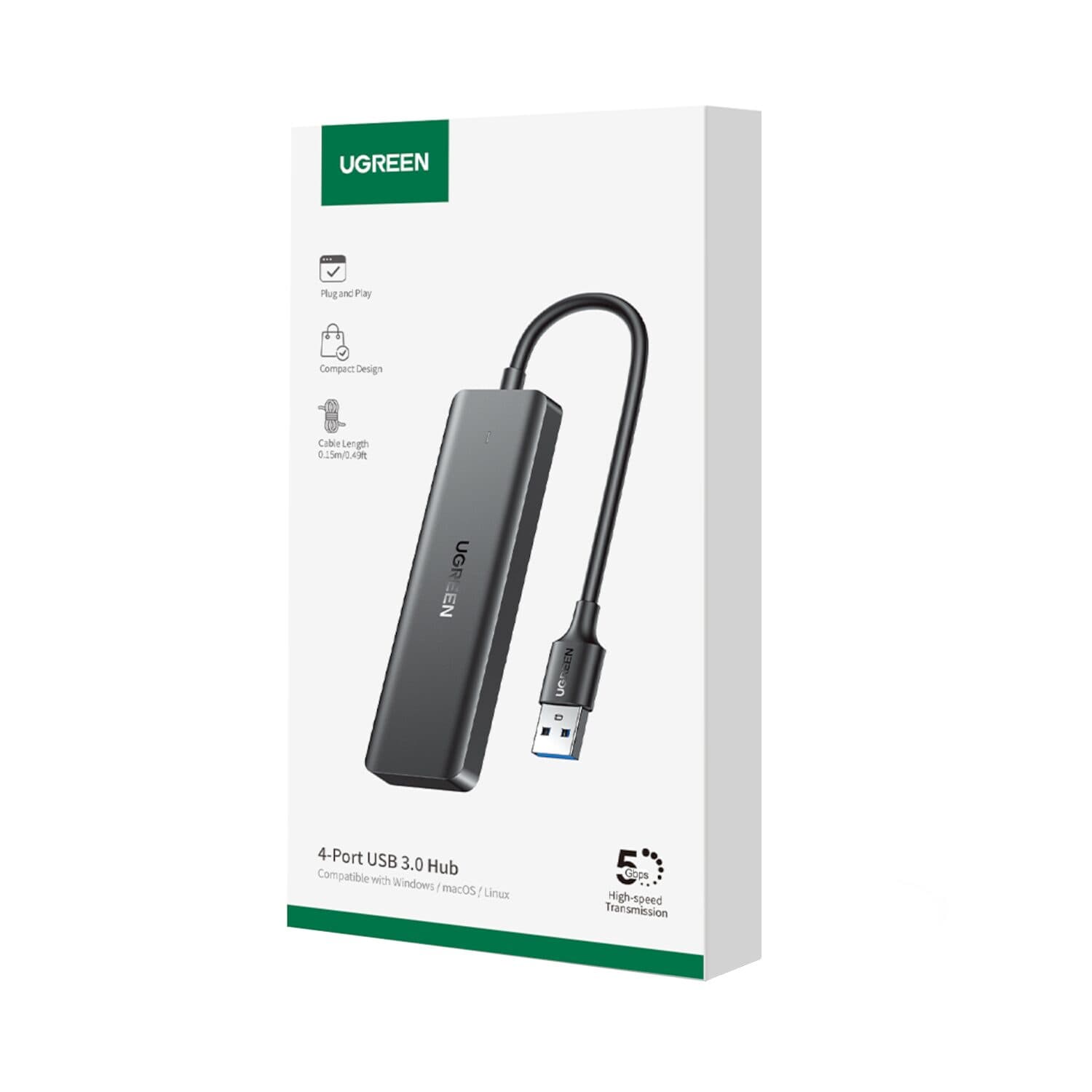 UGREEN 4-in-1 USB 3.0 Hub - High-Speed 5Gbps Data Transfer - Grey - view 6