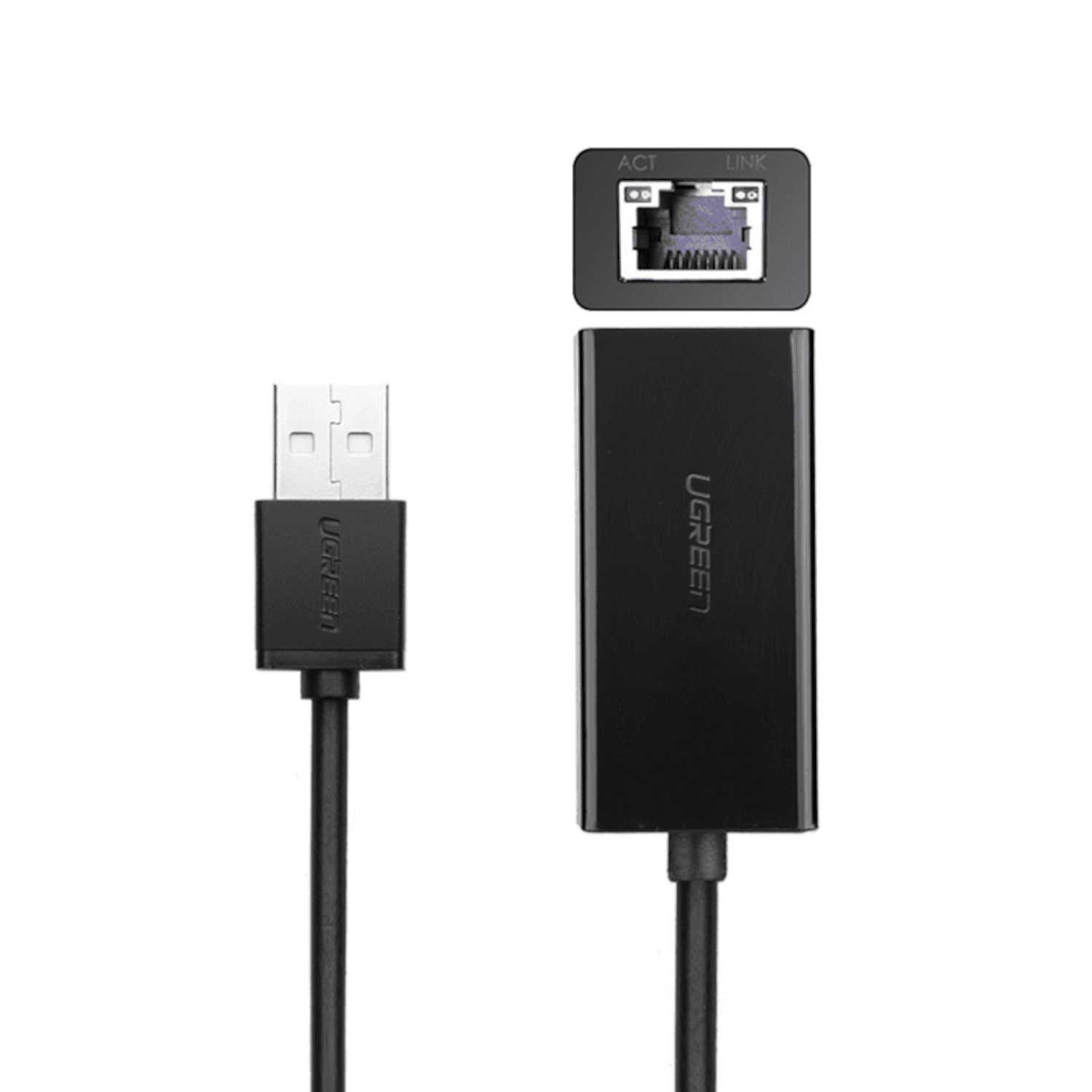 UGREEN CR110 Ethernet Adapter | USB 2.0 to RJ45 - Black - view 2