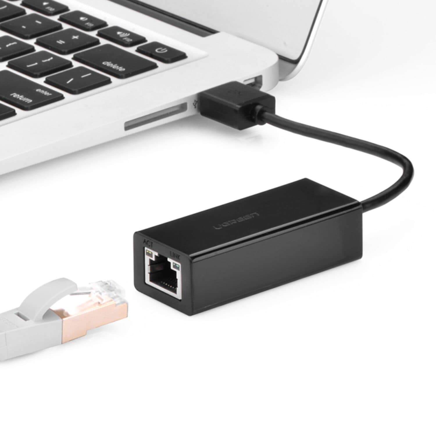 UGREEN CR110 Ethernet Adapter | USB 2.0 to RJ45 - Black - view 3