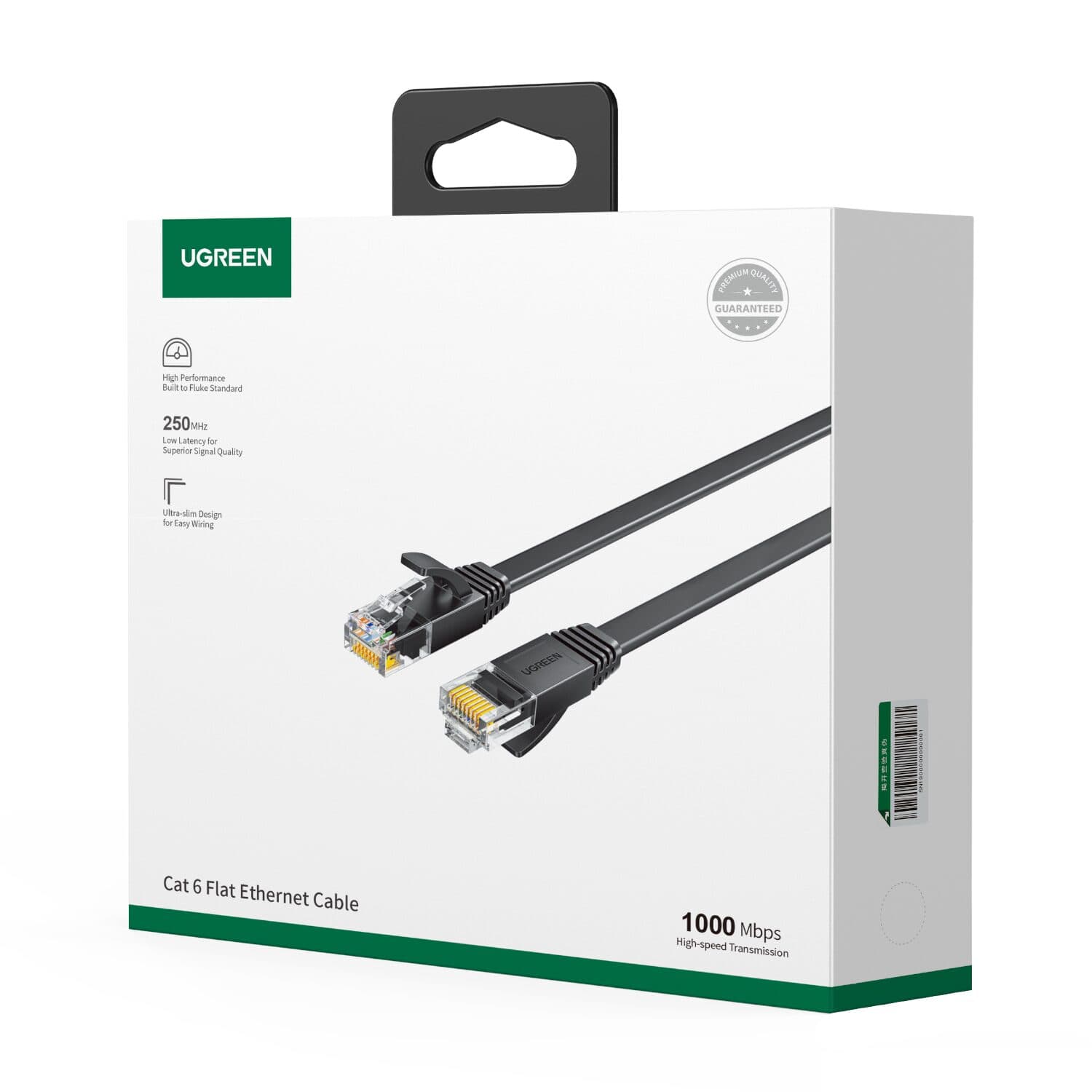 UGREEN NW102 Cat6 U/UTP Flat Ethernet Cable 15m - Black - view 5