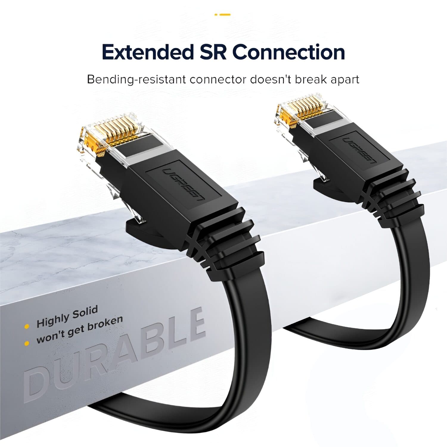 UGREEN NW102 Cat6 U/UTP Flat Ethernet Cable 8m - Black - view 4