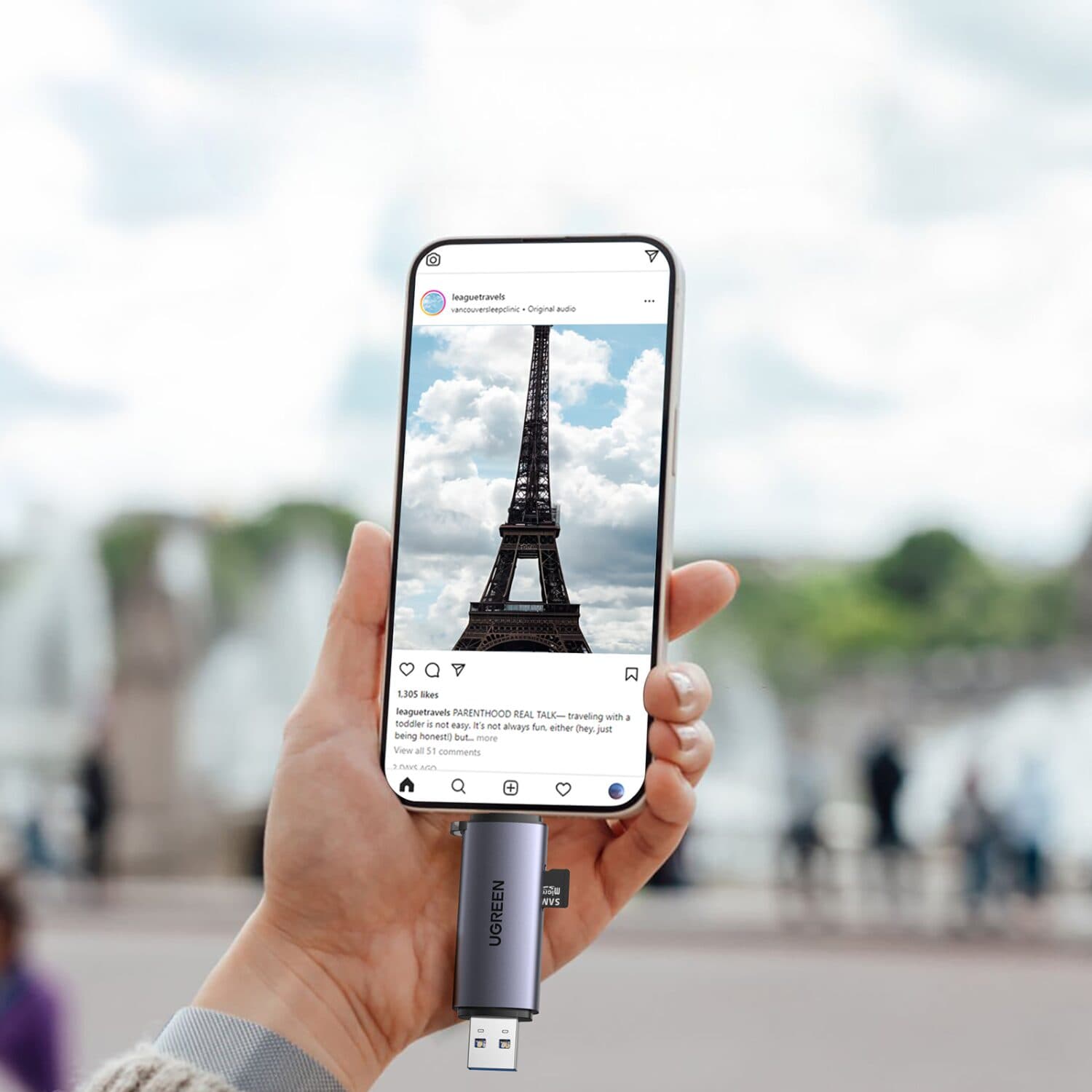 UGREEN CM185-50706 2-in-1 OTG Card Reader | Type-C | USB-A - Silver - view 5