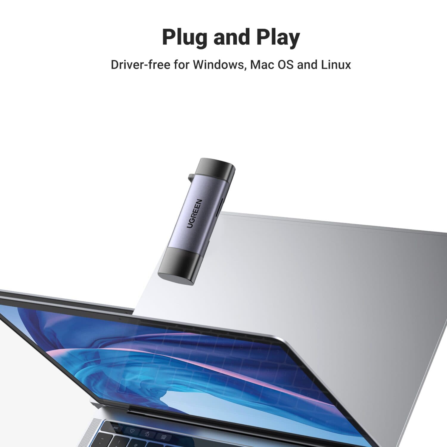 UGREEN CM185-50706 2-in-1 OTG Card Reader | Type-C | USB-A - Silver - view 3