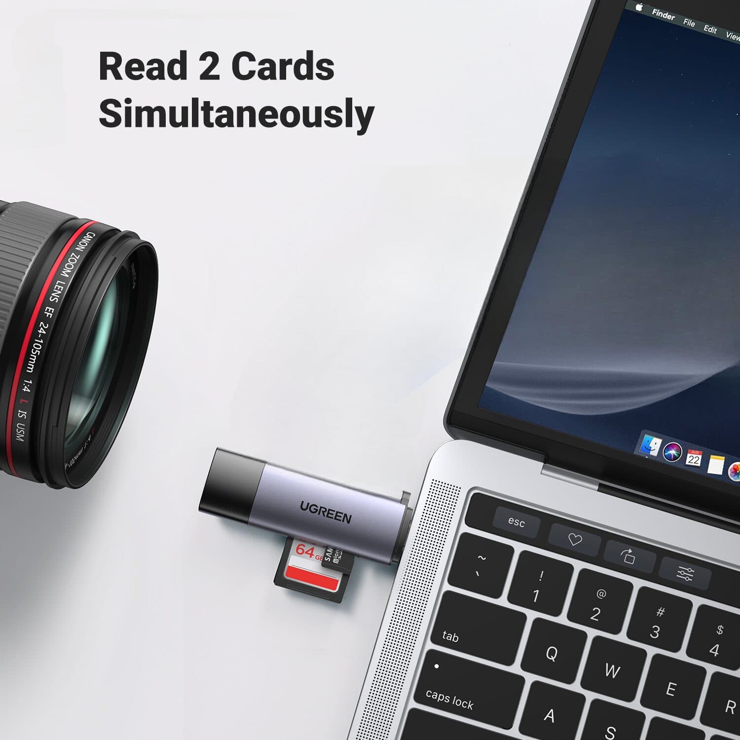 UGREEN CM185-50706 2-in-1 OTG Card Reader | Type-C | USB-A - Silver - view 4